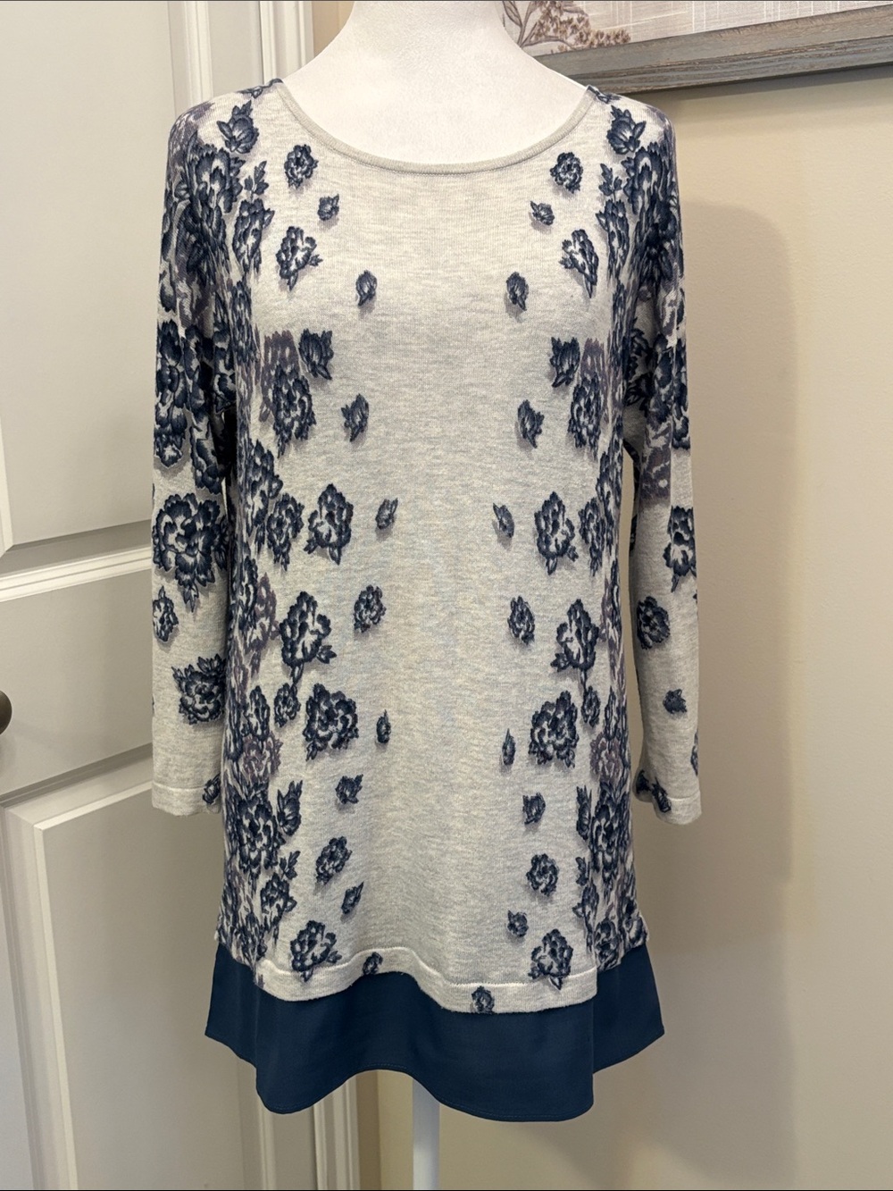 Roz & Ali Gray Tunic Small 3/4 sleeves